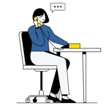 Illustration einer Frau am Notebook und am Telefon