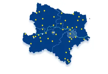 Kundenbüros Standortkarte von Niederösterreich und Wien